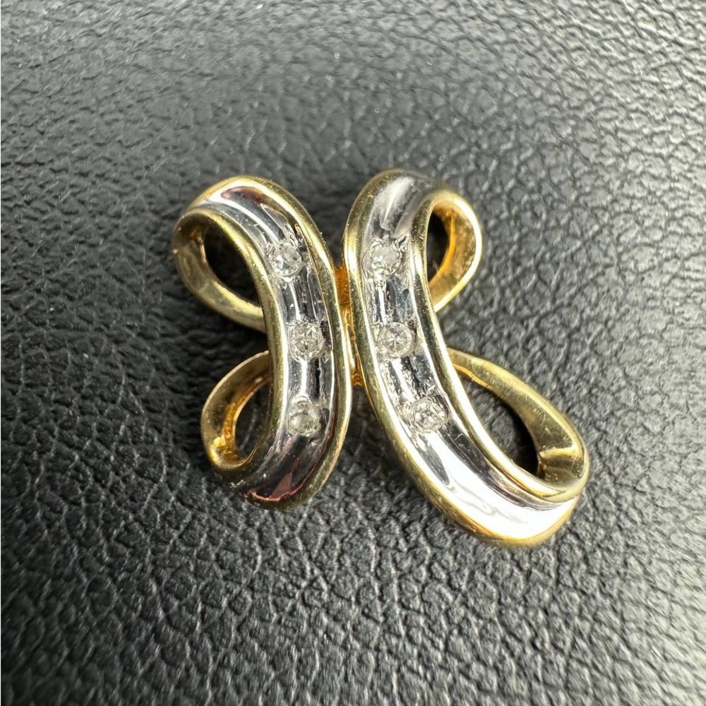 10k Two Tone Solid Gold Diamond Infinity Pendant … - image 1